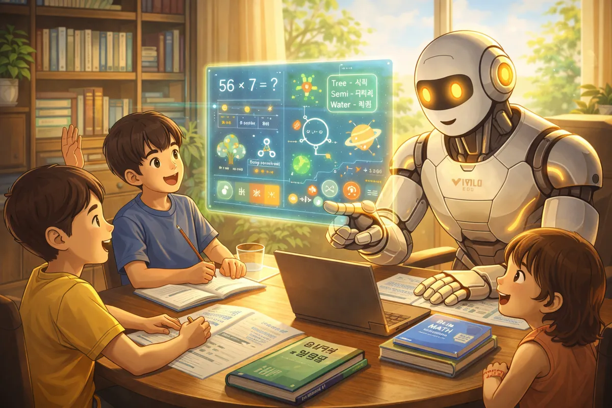 AI tutor helping children learn